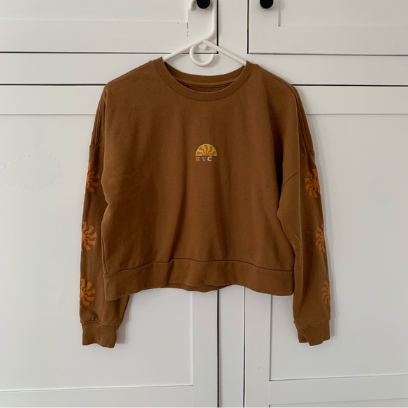 RVCA Brown Shine Crop Long Sleeve Size Small - Picture 2 of 7
